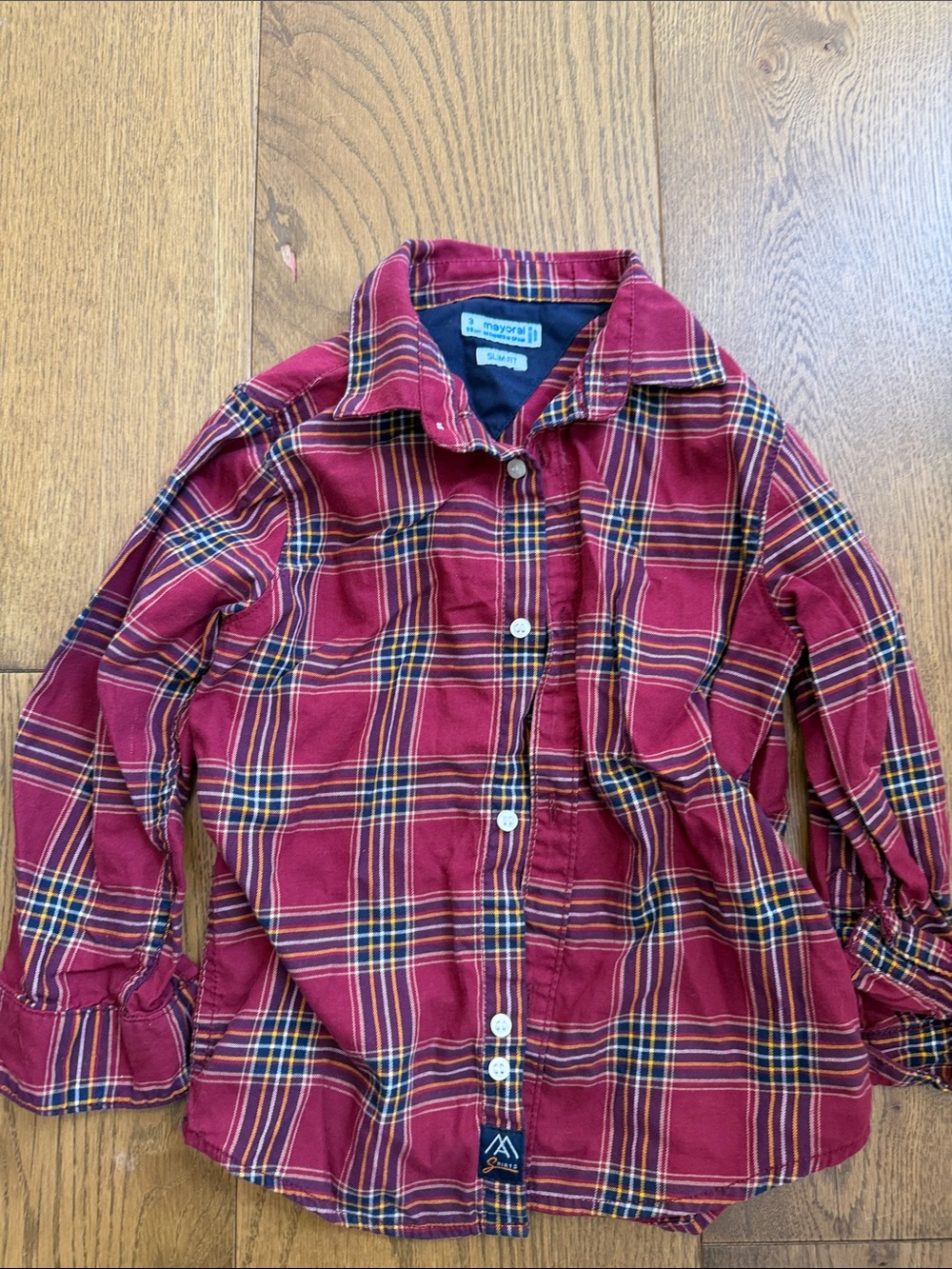 Mayoral Burgundy Plaid Button-Down Shirt - boys 3t